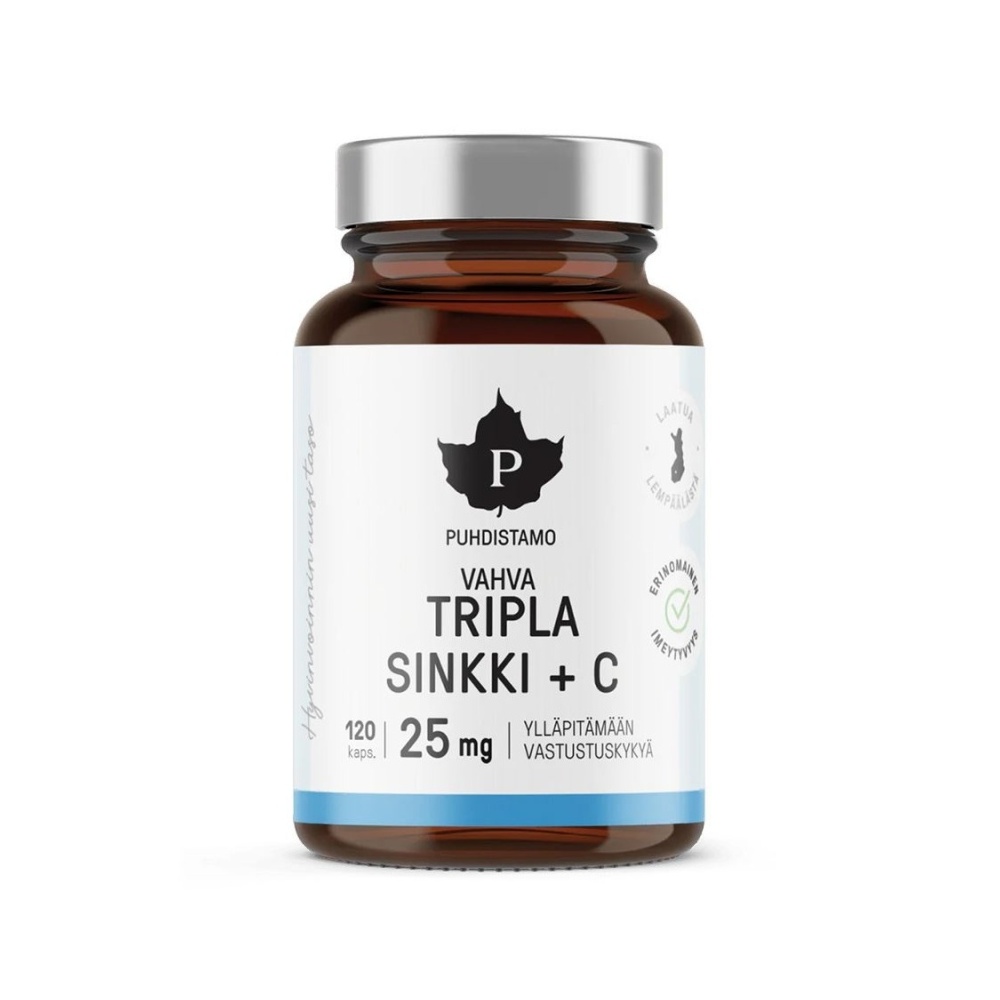 Puhdistamo Triple Zinc 25 mg + Vitamin C 120 kapslí Puhdistamo
