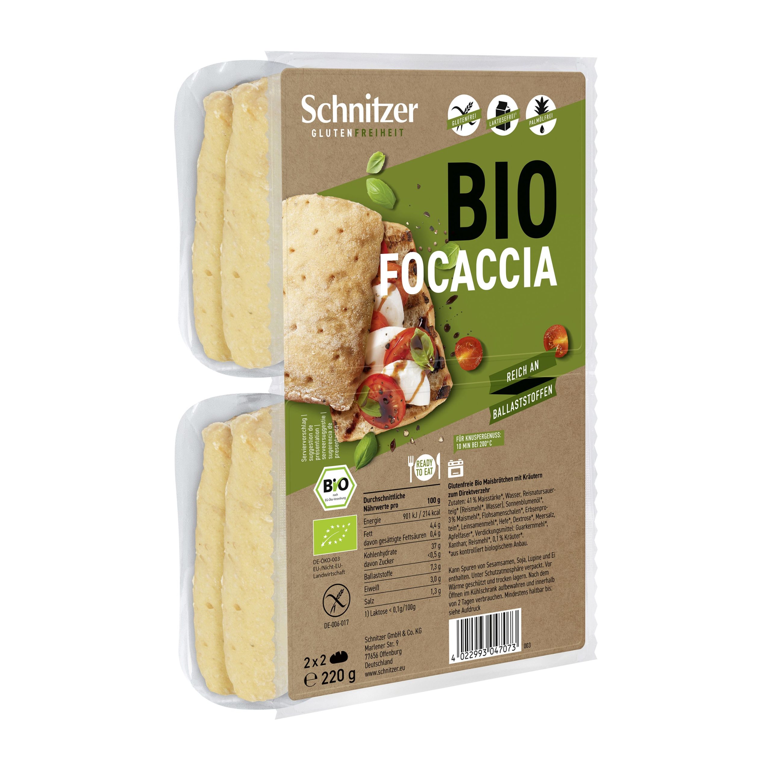 Schnitzer Focaccia bezlepková BIO 220 g Schnitzer
