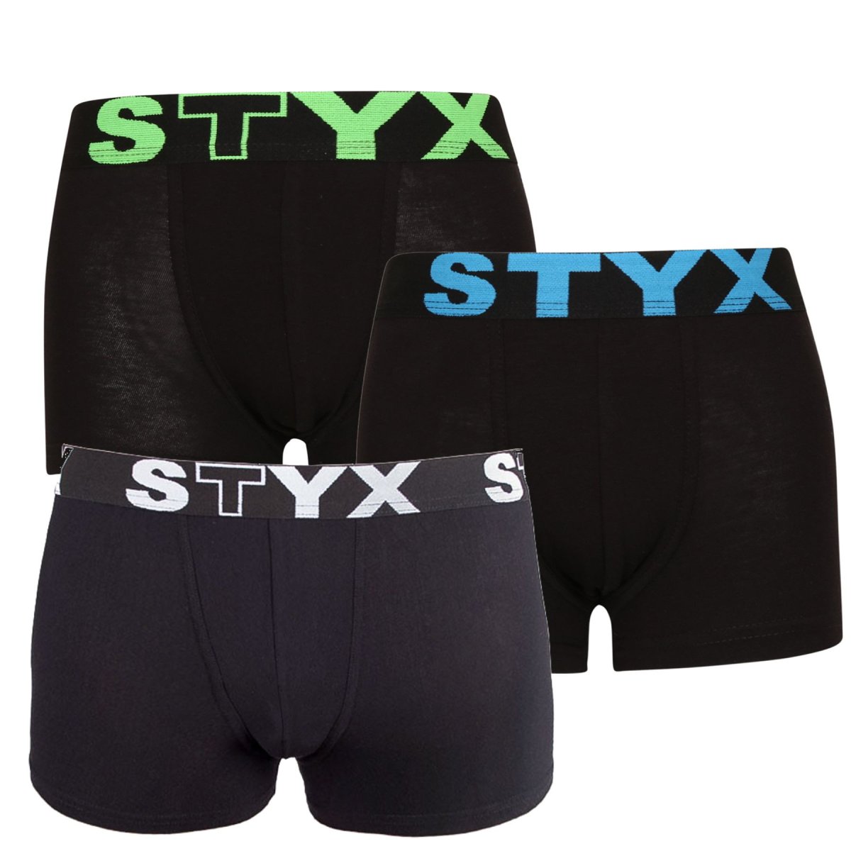 Styx 3PACK dětské boxerky sportovní guma černé (3GJ96012) 12-14 let Styx