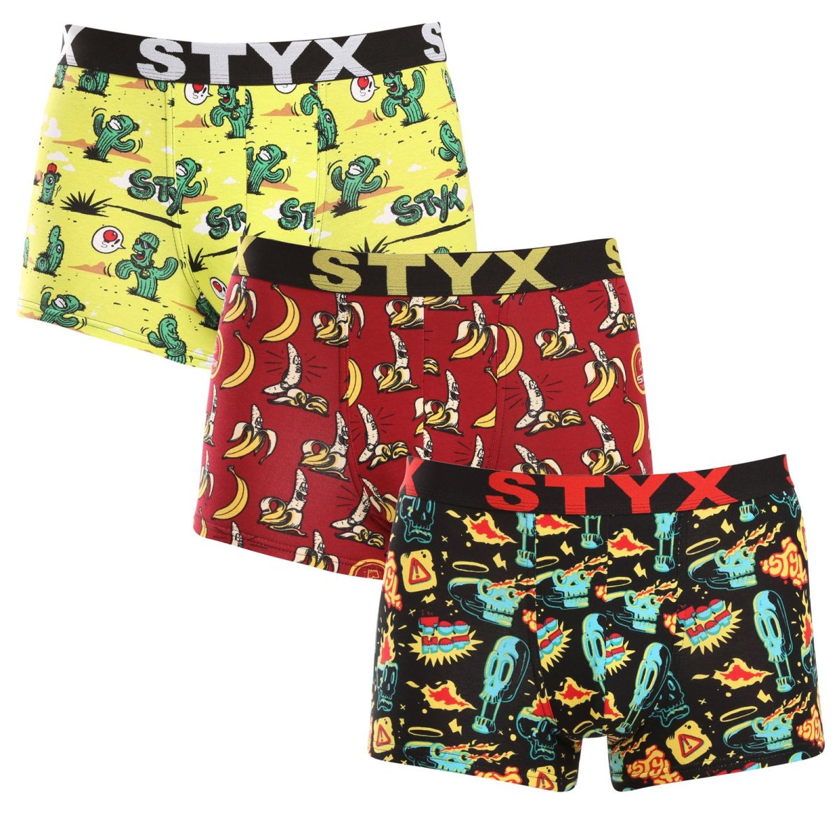 Styx 3PACK pánské boxerky art sportovní guma vícebarevné (3G13198) M Styx