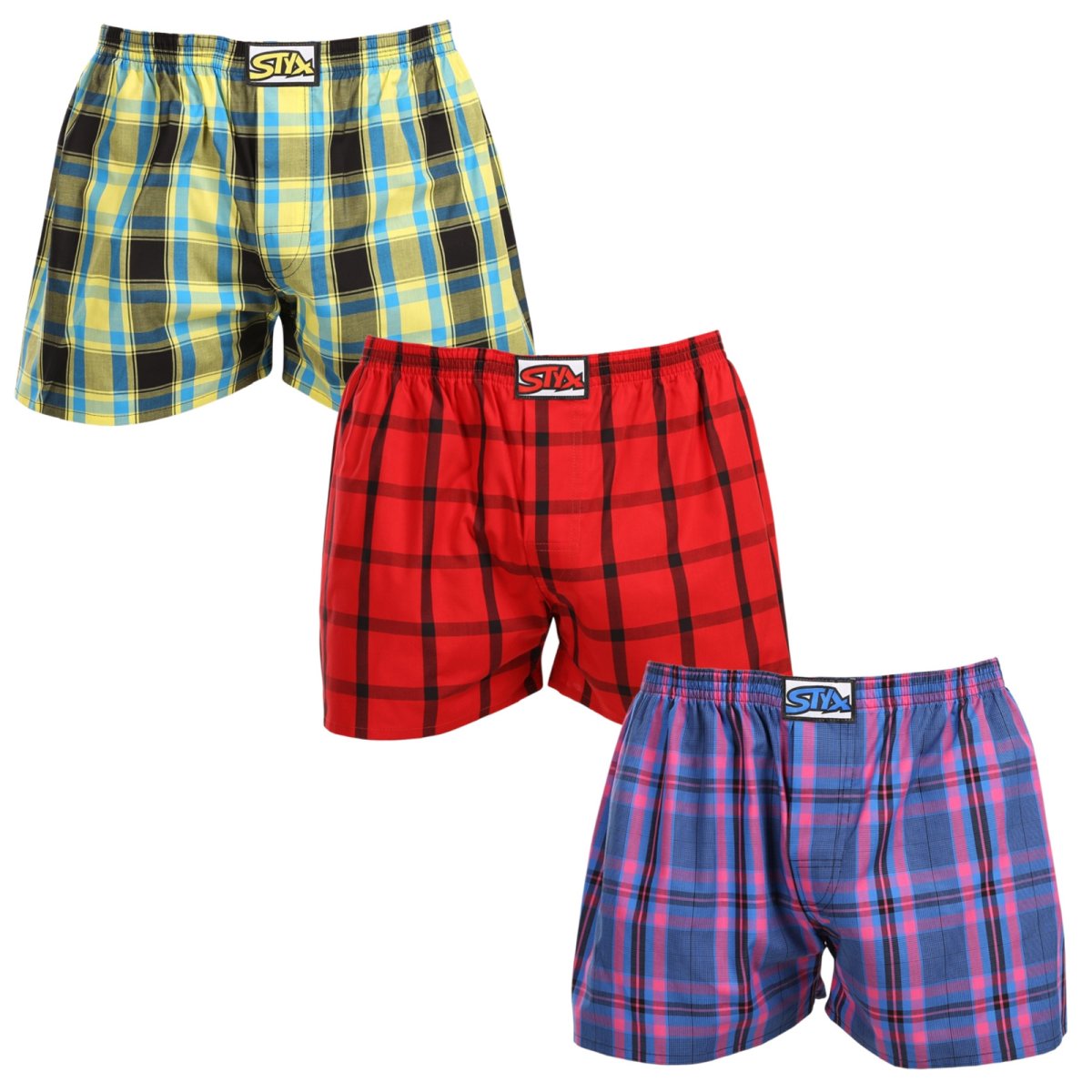 Styx 3PACK pánské trenky klasická guma nadrozměr vícebarevné (3E103133) 3XL Styx