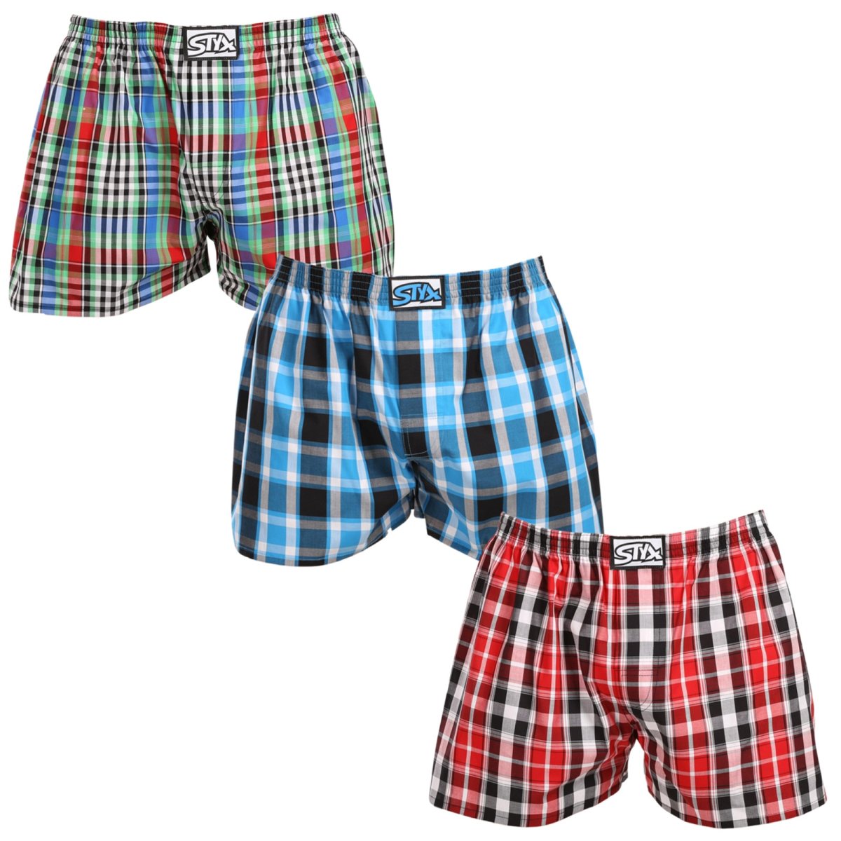 Styx 3PACK pánské trenky klasická guma nadrozměr vícebarevné (3E103436) 4XL Styx
