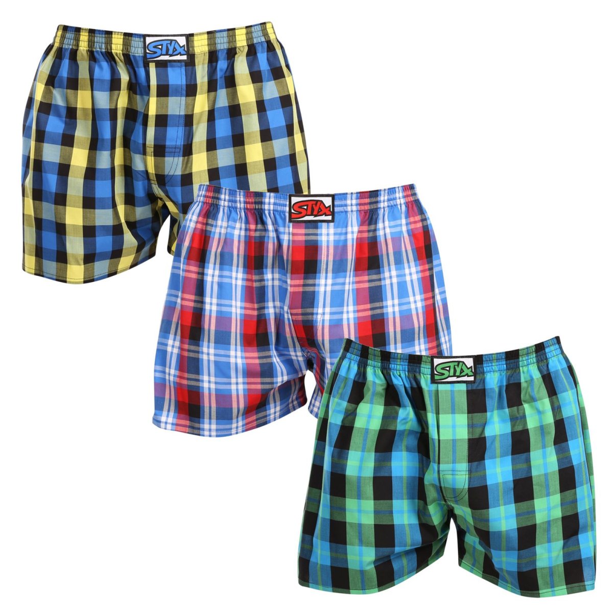Styx 3PACK pánské trenky klasická guma vícebarevné (3A103789) XXL Styx