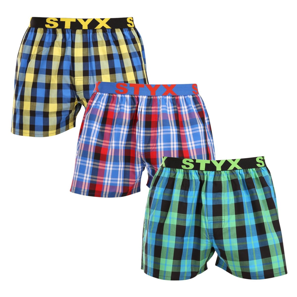 Styx 3PACK pánské trenky sportovní guma vícebarevné (3B103739) L Styx