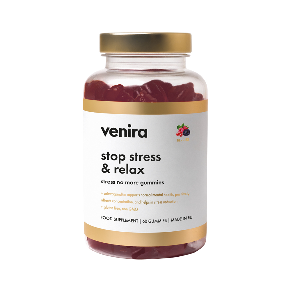 Venira Stop stress & relax - stress no more gummies lesní plody 60 ks Venira