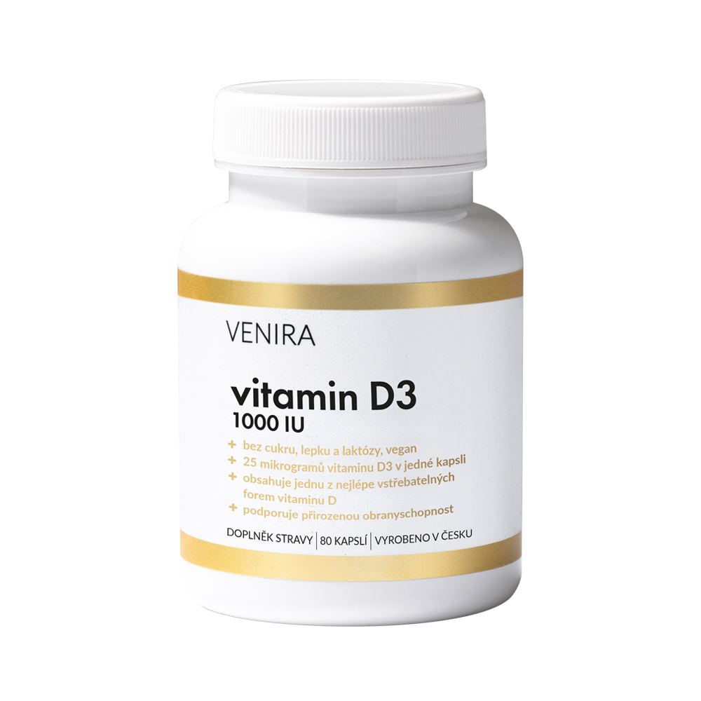 Venira Vitamin D3 1000 IU 80 kapslí Venira