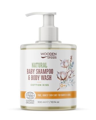 WoodenSpoon Dětský sprchový gel a šampon 2v1 Cotton Kiss 300 ml WoodenSpoon