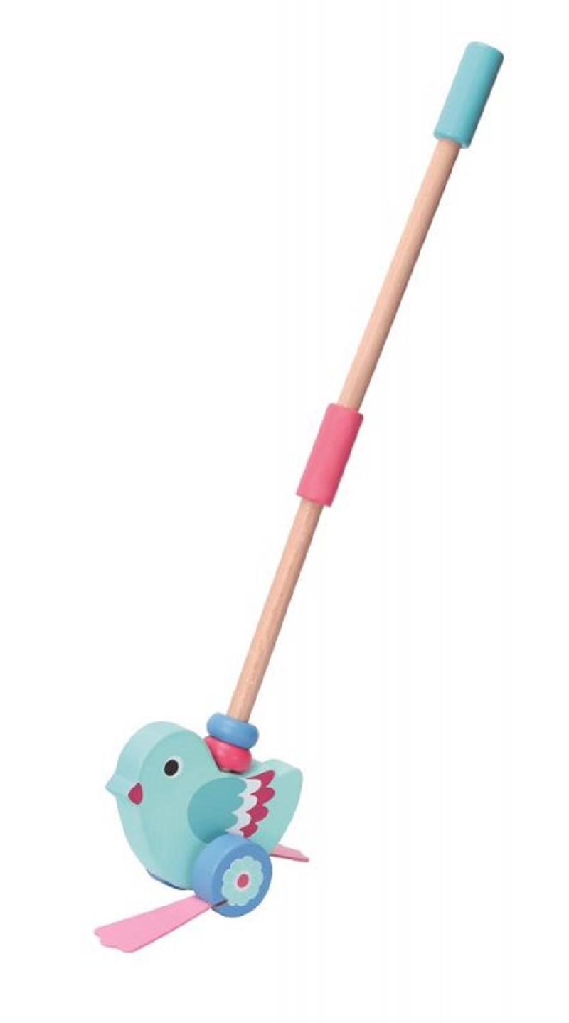 Adam Toys Dřevěná jezdící hračka na tyči - PTÁČEK Adam Toys