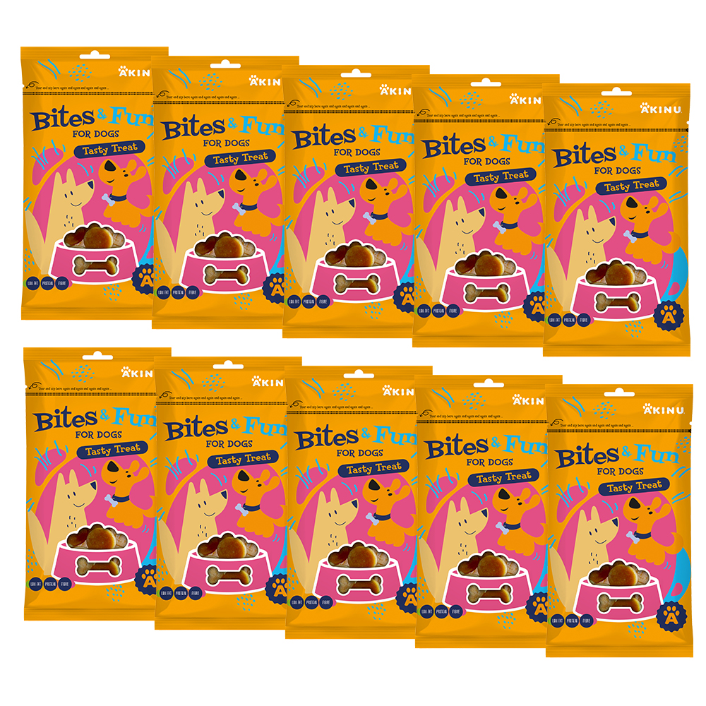 Akinu BITES & FUN Kuřecí chipsy pamlsek pro psy 10 x 85 g Akinu