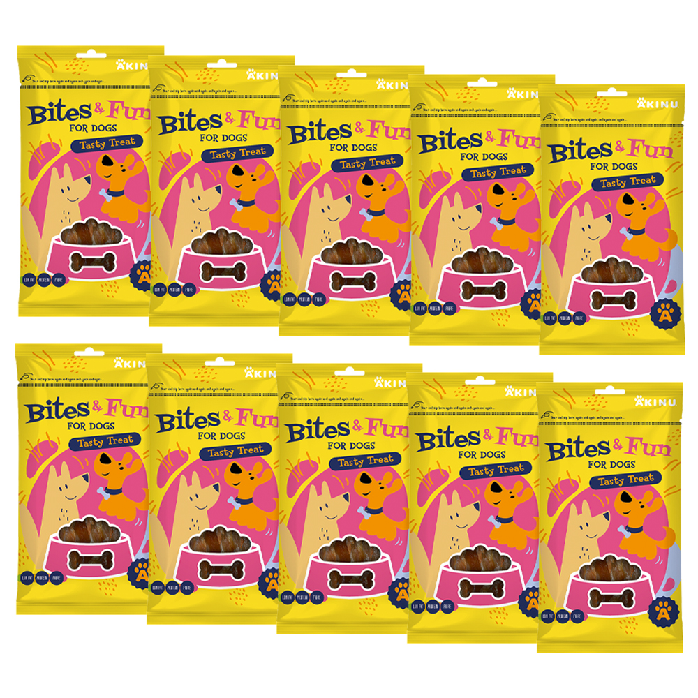 Akinu BITES & FUN Kuřecí kousky pamlsek pro psy 10 x 85 g Akinu