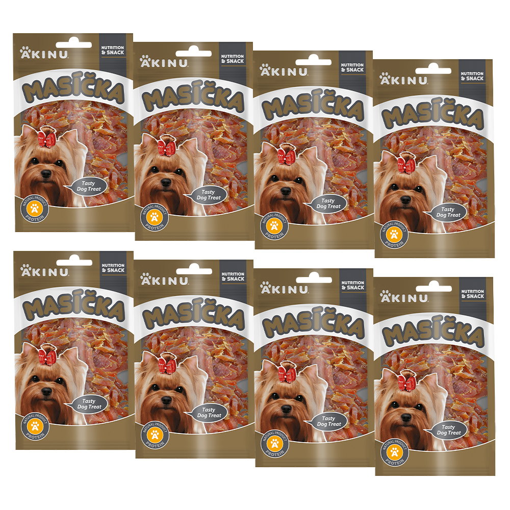 Akinu MASÍČKA Kuřecí proužky pamlsek pro psy 8 x 75 g Akinu