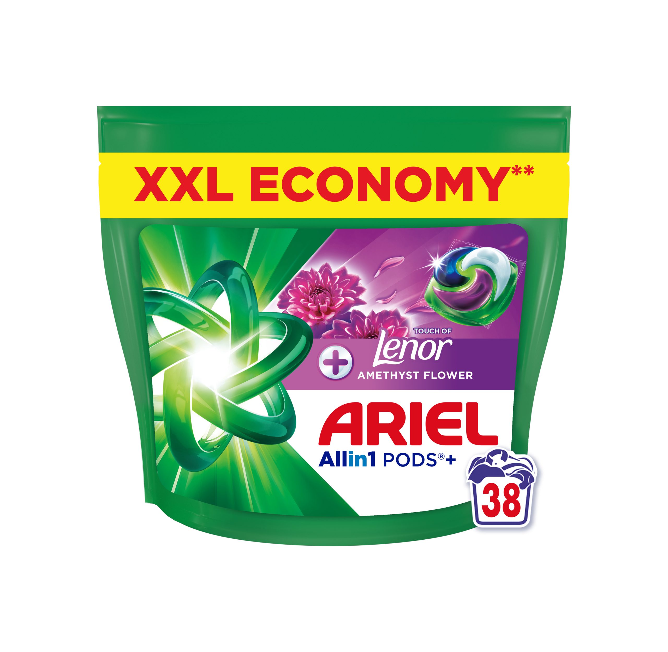 Ariel Touch of Lenor Amethyst Flower Allin1 kapsle na praní 38 ks Ariel