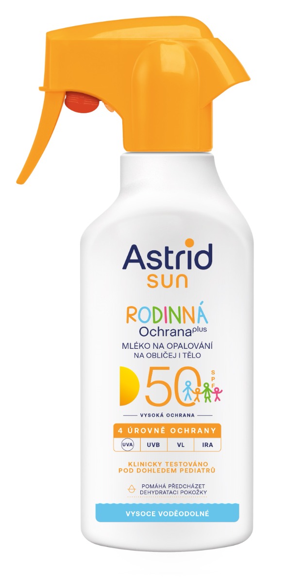 Astrid Sun Rodinné mléko na opalování SPF50 sprej 270 ml Astrid