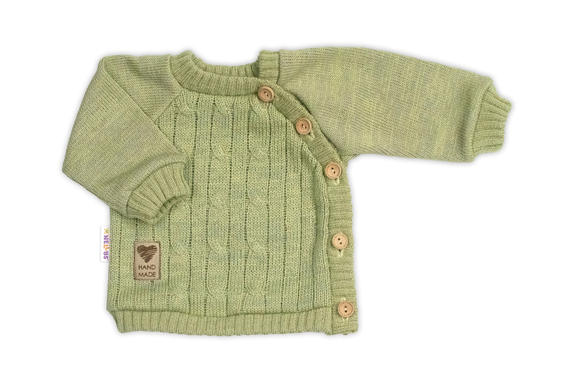 Baby Nellys Rostoucí pletený svetřík a kalhoty s kapsou Hand Made 2D