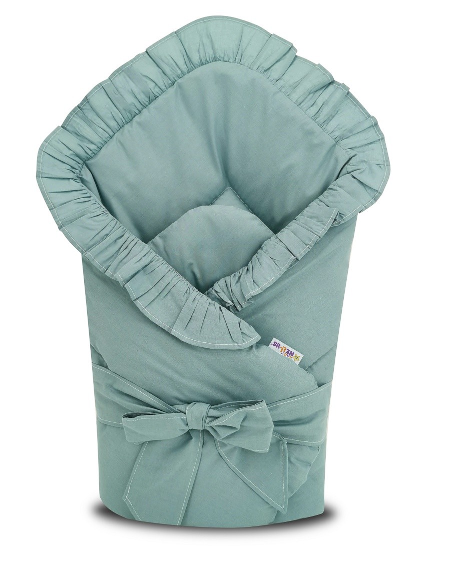 Baby Nellys Rychlozavinovačka s volánkem a stuhou - nepálská zelená Baby Nellys