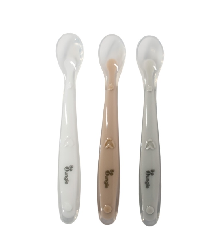Bo Jungle měkké jídelní lžičky Soft 3 ks White/Grey/Terracotta Bo Jungle