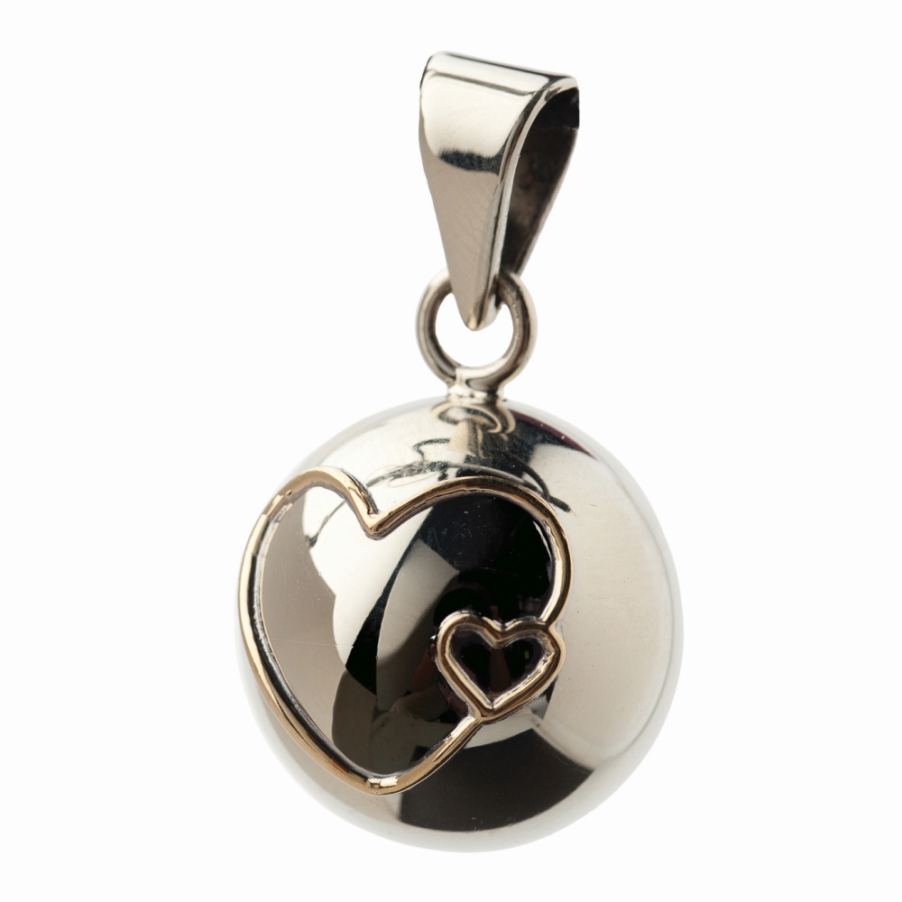 Bola Essentials Těhotenská rolnička 1 ks Silver Double Hearts Bola