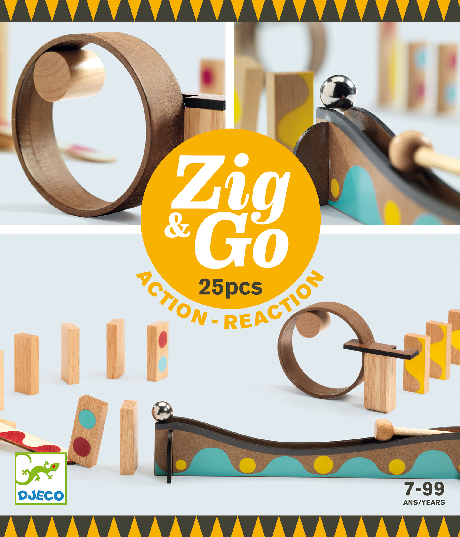 Djeco Dřevěná dráha Zig Go 25 dílků Djeco