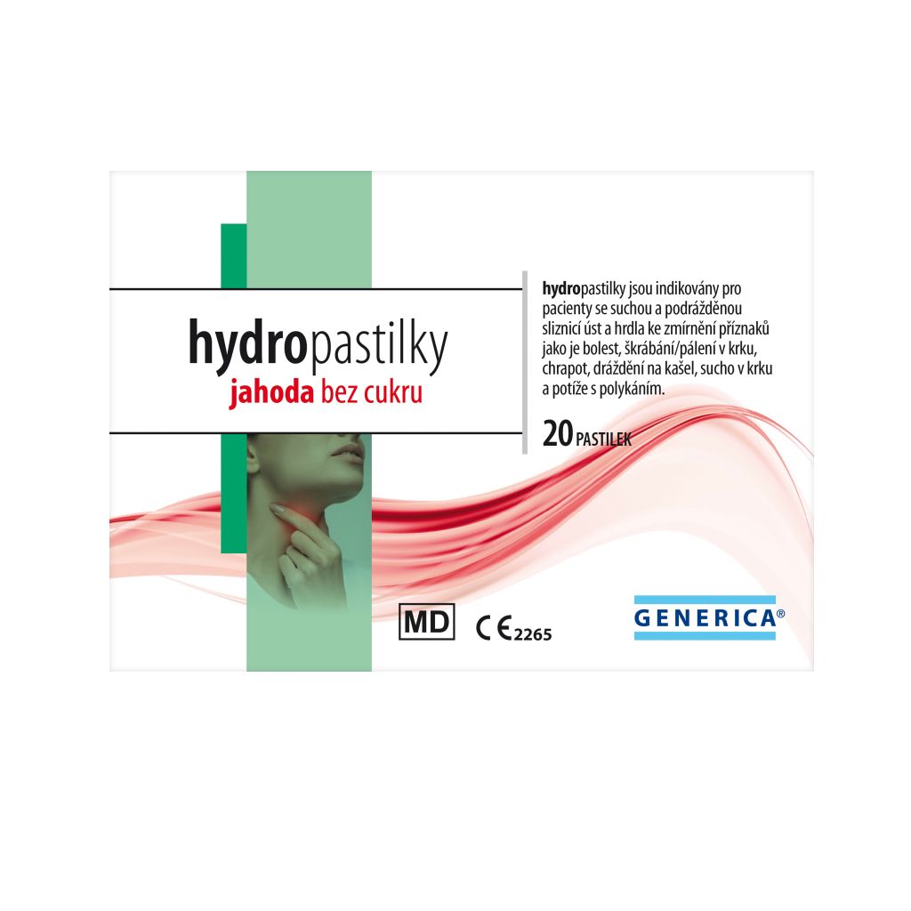 Generica hydropastilky jahoda bez cukru 20 ks Generica