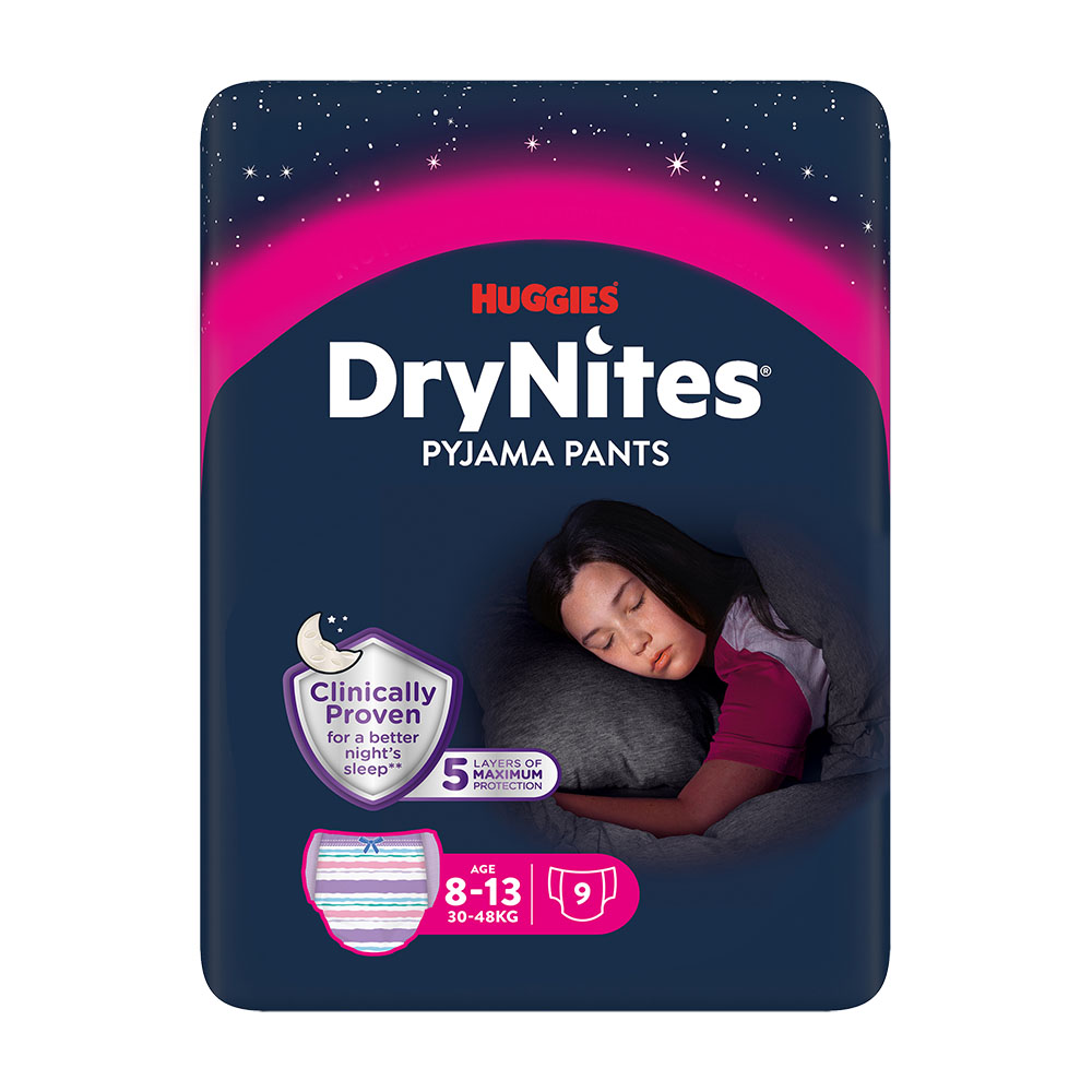Huggies DryNites Natahovací kalhotky pro dívky 8–⁠⁠⁠⁠⁠⁠13 let 30–48 kg 9 ks Huggies