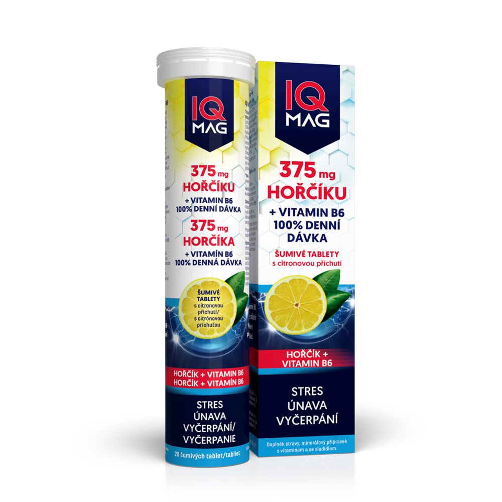 IQ Mag Hořčík 375 mg + B6 citron 20 šumivých tablet IQ Mag