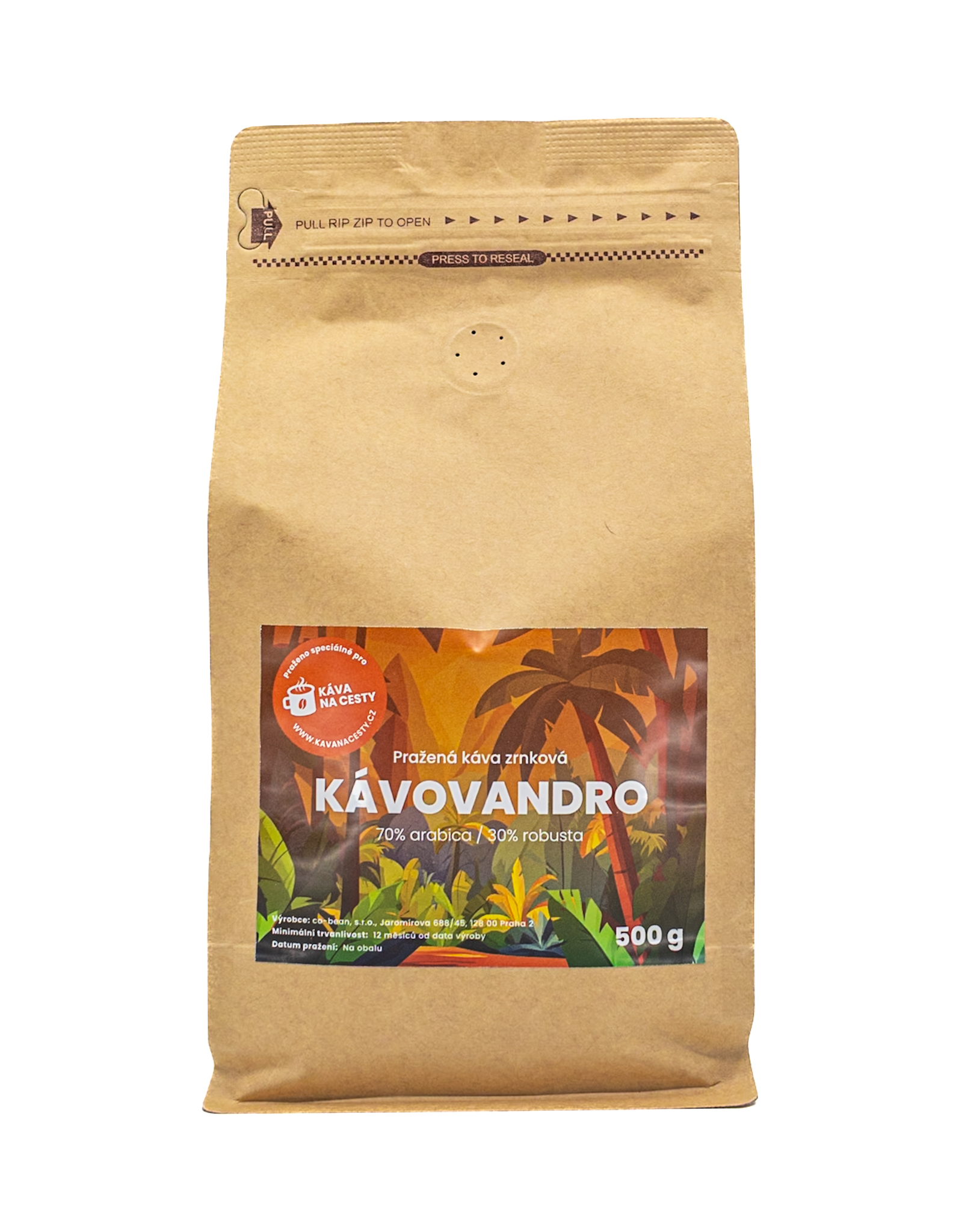Káva na cesty Kávovandro 500 g Zrnková káva Káva na cesty