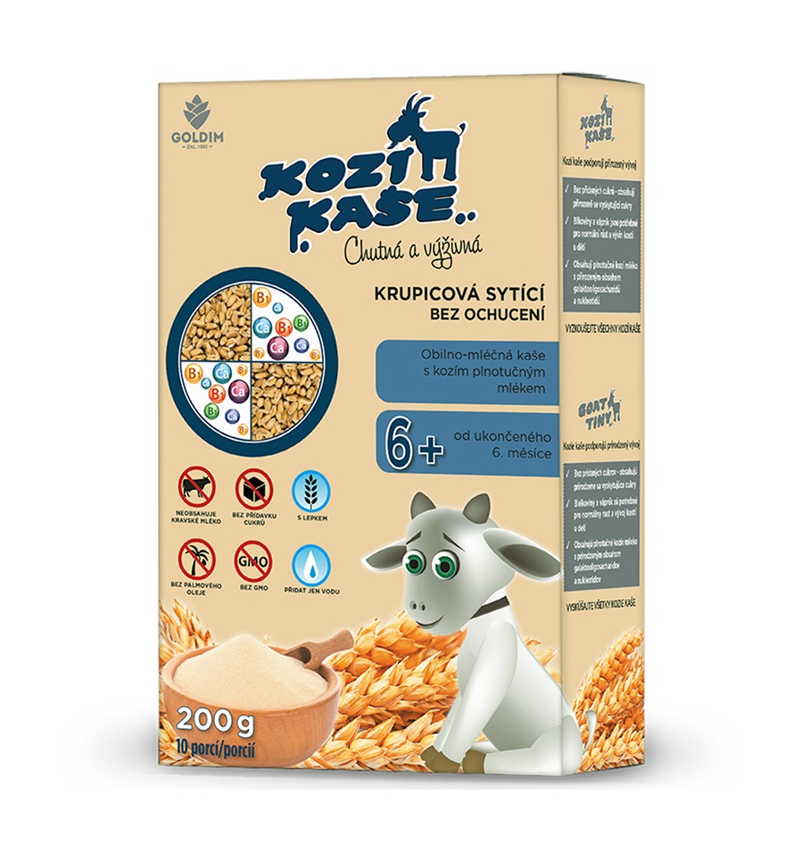 Kozí kaše Krupicová sytící bez ochucení 6m+ 200 g Kozí kaše