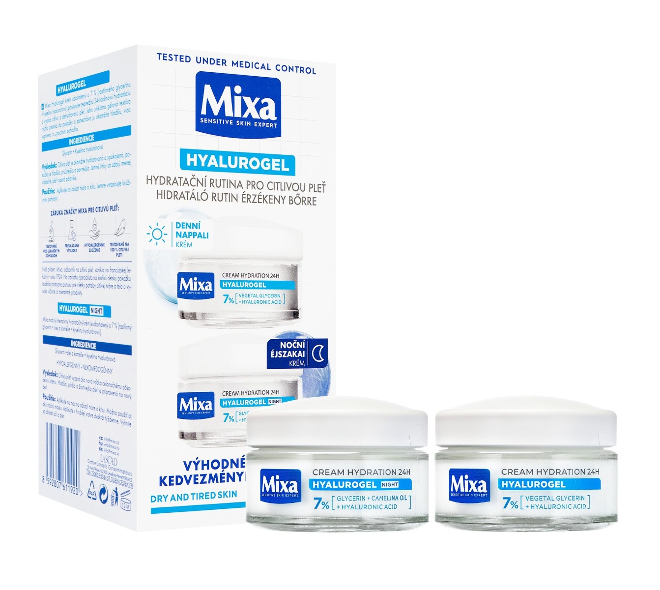 Mixa Hyalurogel Hydratační krém na den a noc 2x50 ml Mixa