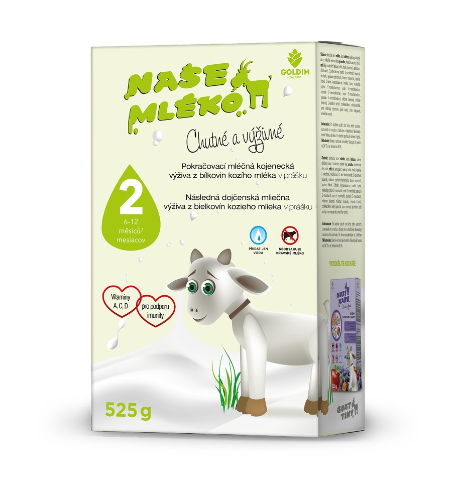 Naše mléko 2 Pokračovací mléčná kojenecká výživa 6–⁠⁠⁠⁠⁠⁠12m 525 g Naše mléko