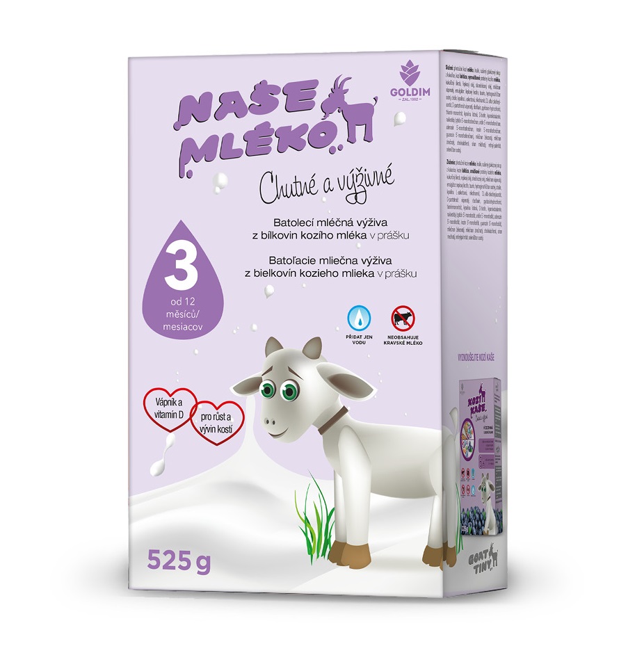 Naše mléko 3 Batolecí mléčná výživa 12m+ 525 g Naše mléko