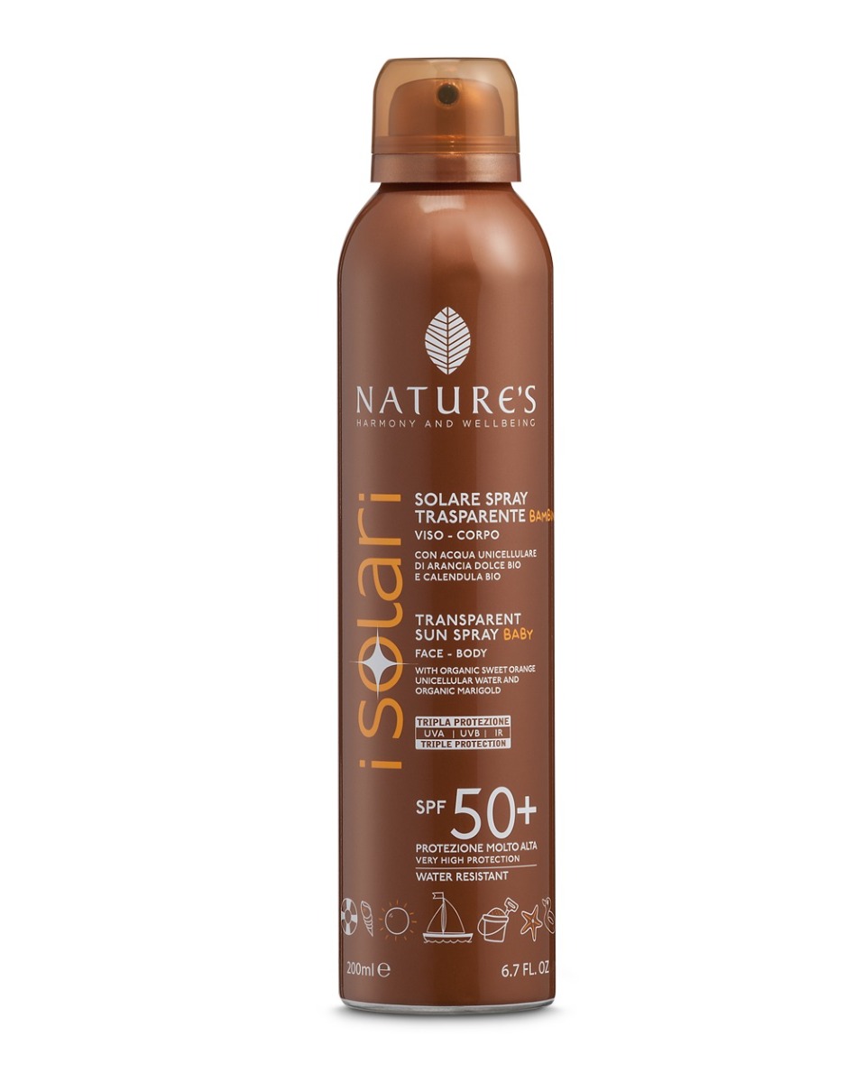 Nature´s i Solari Opalovací transparentní sprej pro děti SPF50+ 200 ml Nature´s