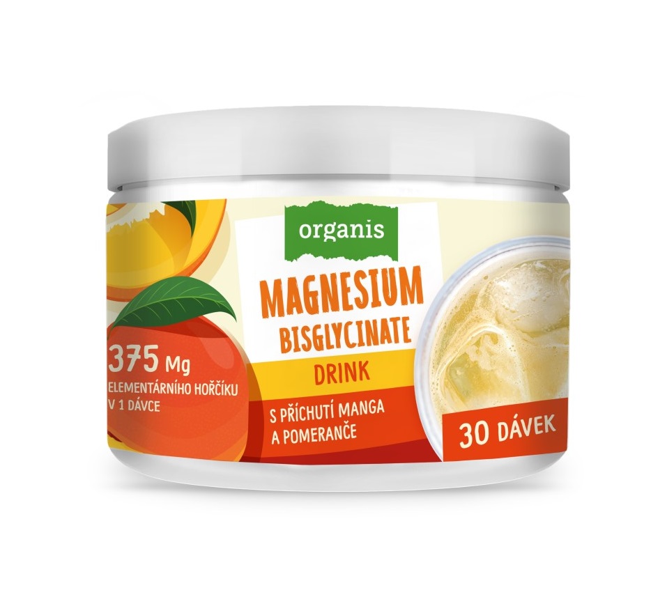 Organis Magnesium Drink s příchutí manga a pomeranče 102 g Organis