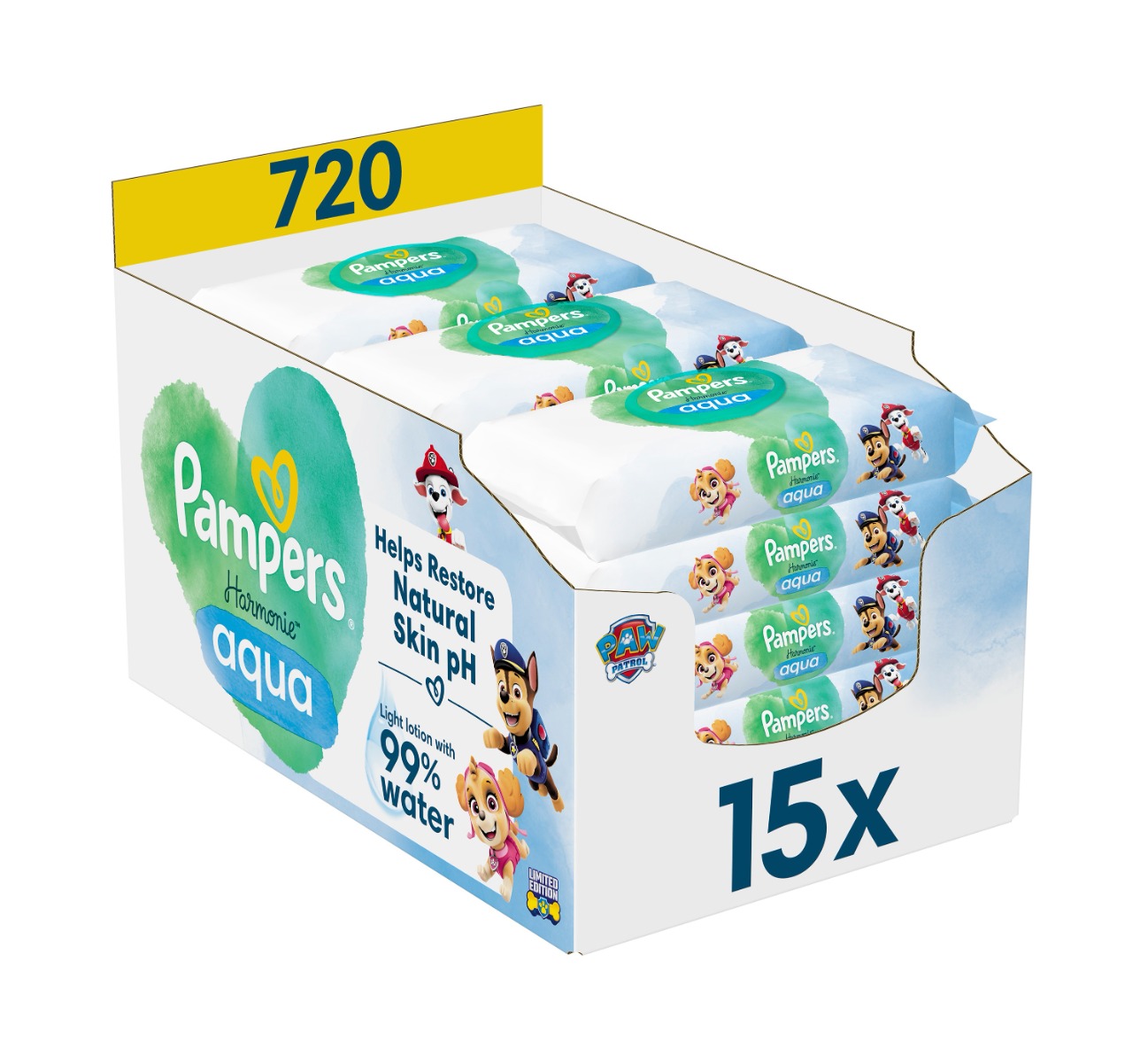 Pampers Harmonie Aqua vlhčené ubrousky 15x48 ks Pampers