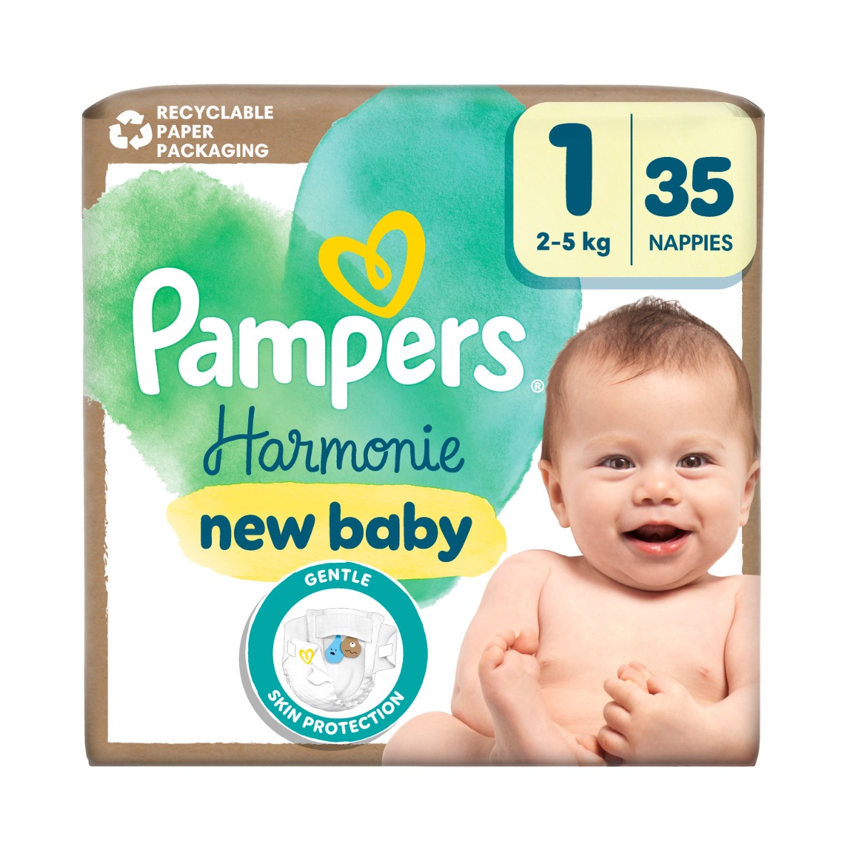 Pampers Harmonie New Baby vel. 1 2–5 kg dětské pleny 35 ks Pampers