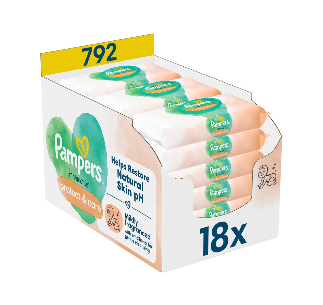 Pampers Harmonie Protect&Care vlhčené ubrousky 18x44 ks Pampers