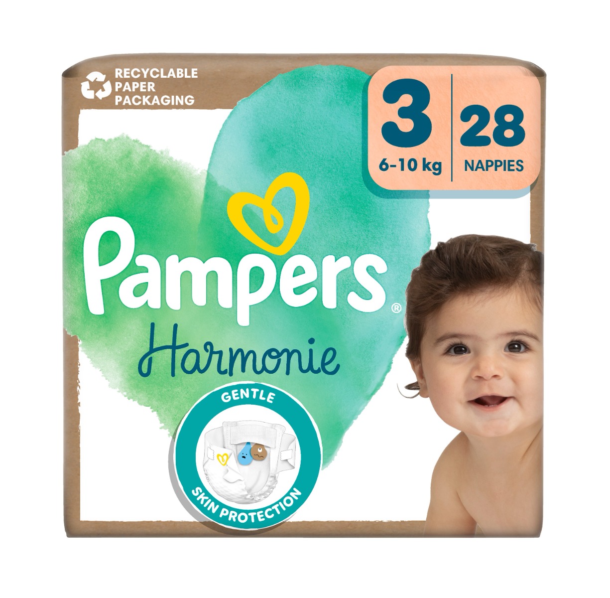 Pampers Harmonie vel. 3 6–⁠⁠⁠⁠⁠⁠10 kg dětské pleny 28 ks Pampers