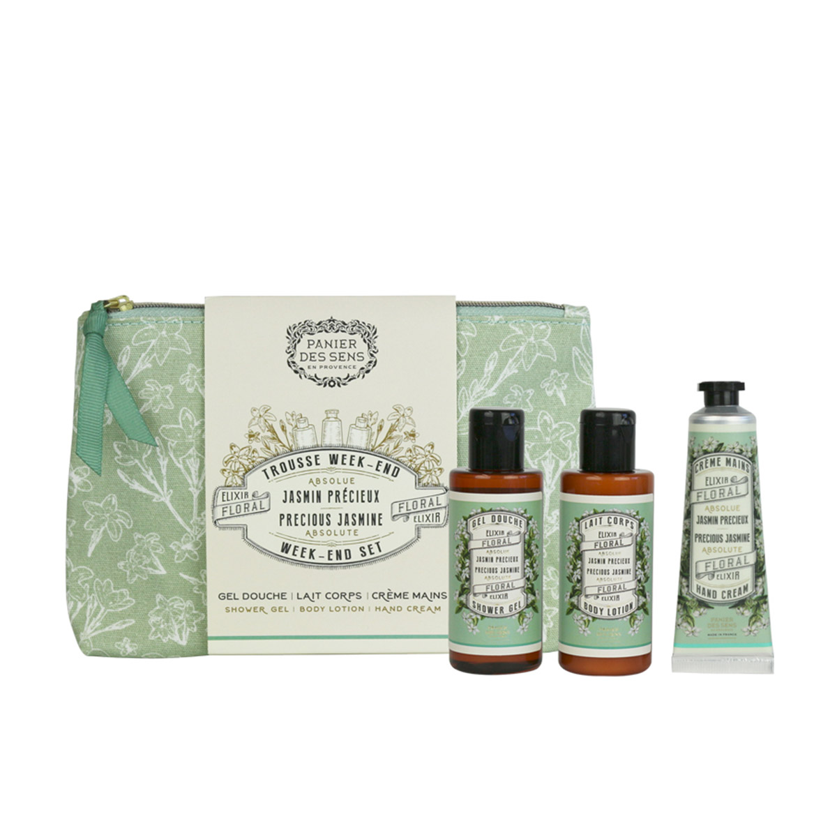 Panier des Sens Precious Jasmine SG 70 ml + BL 70 ml + krém na ruce 30 ml + kosmetická taška W metická taška W Panier des Sens