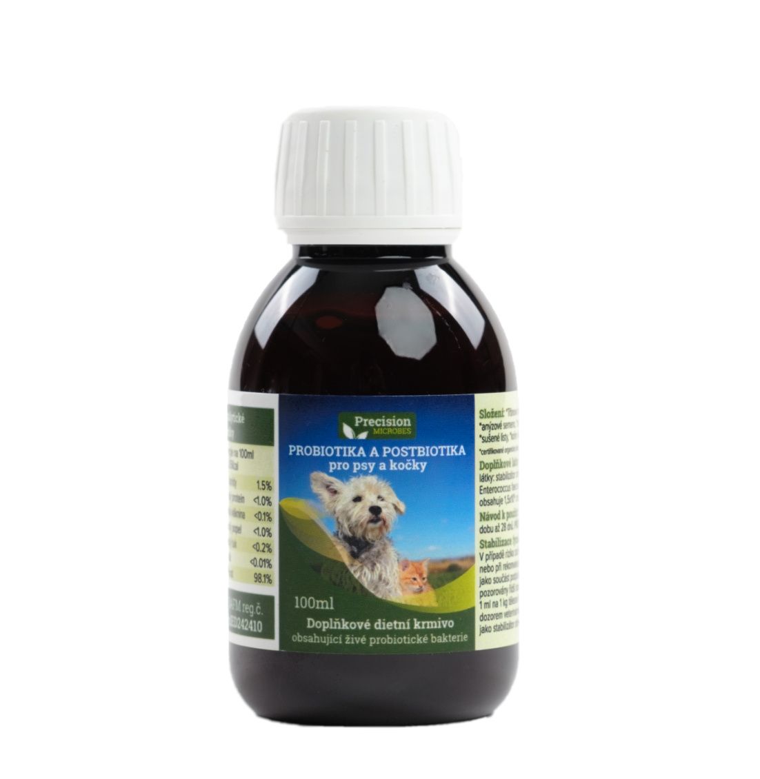 Precision Microbes Probiotika a postbiotika pro psy a kočky 100 ml Precision Microbes