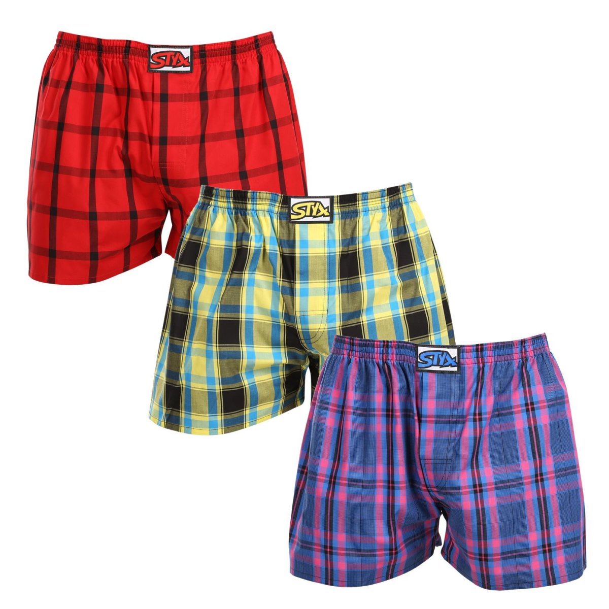 Styx 3PACK pánské trenky klasická guma vícebarevné (3A103123) S Styx