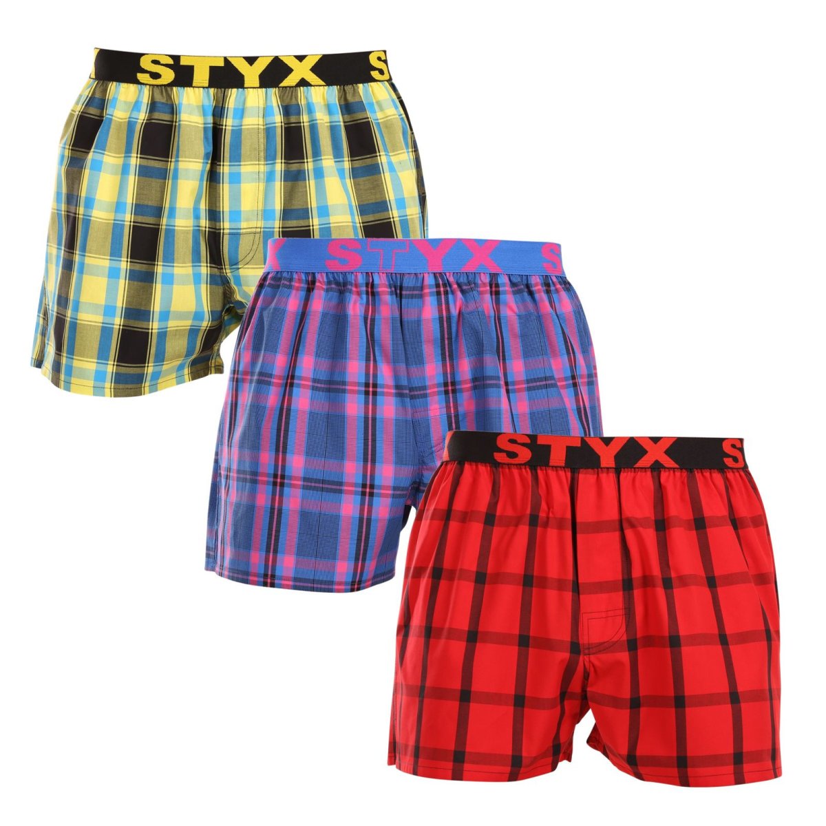 Styx 3PACK pánské trenky sportovní guma vícebarevné (3B103133) XXL Styx