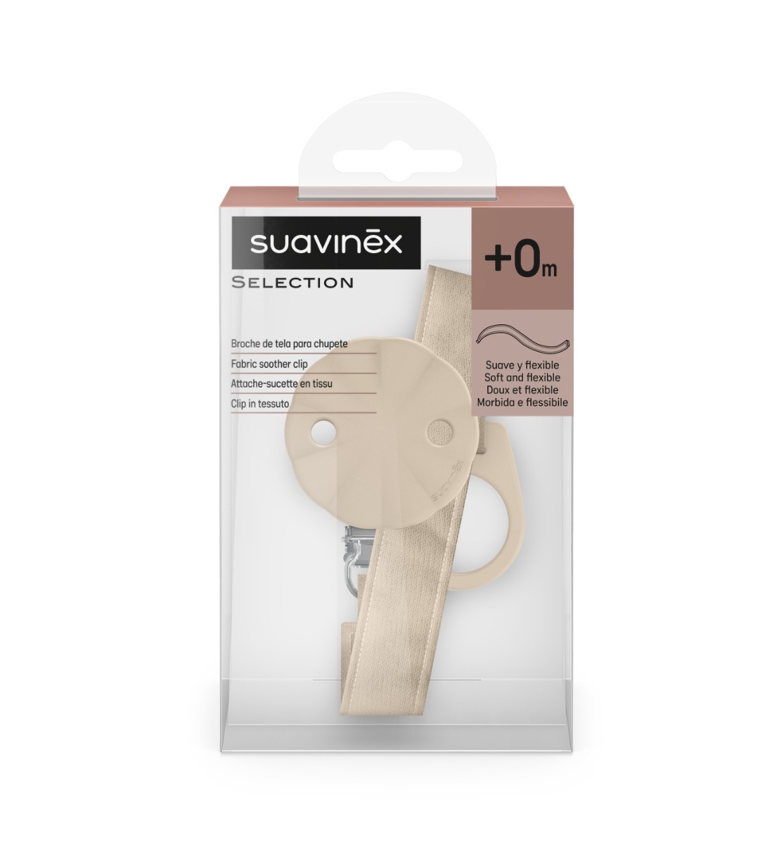 Suavinex Klip na dudlík se stuhou 1 ks krémový Suavinex