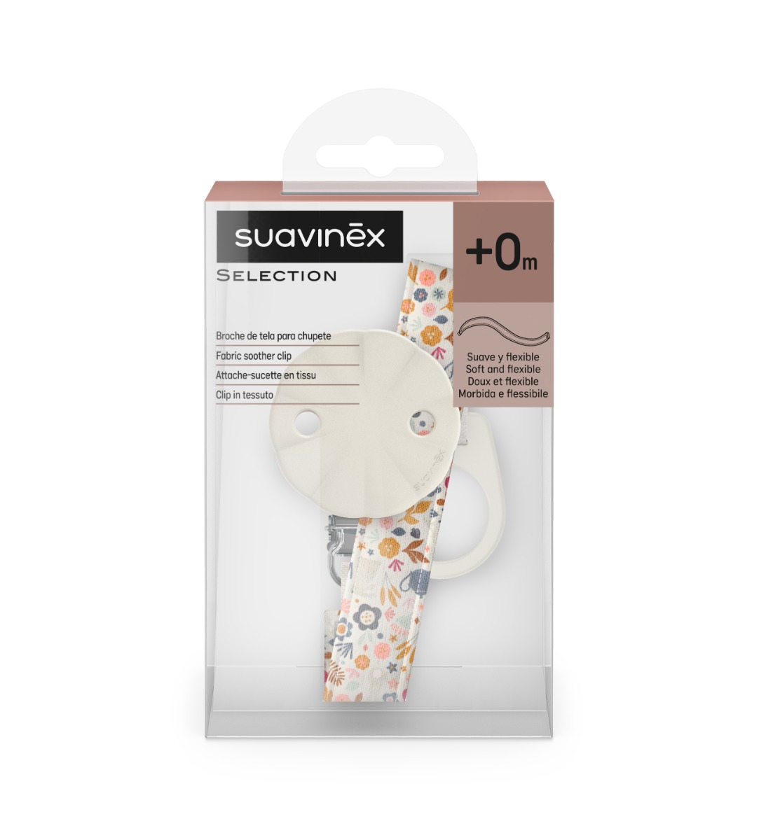 Suavinex Wonderland Klip na dudlík se stuhou 1 ks liberty krémová Suavinex
