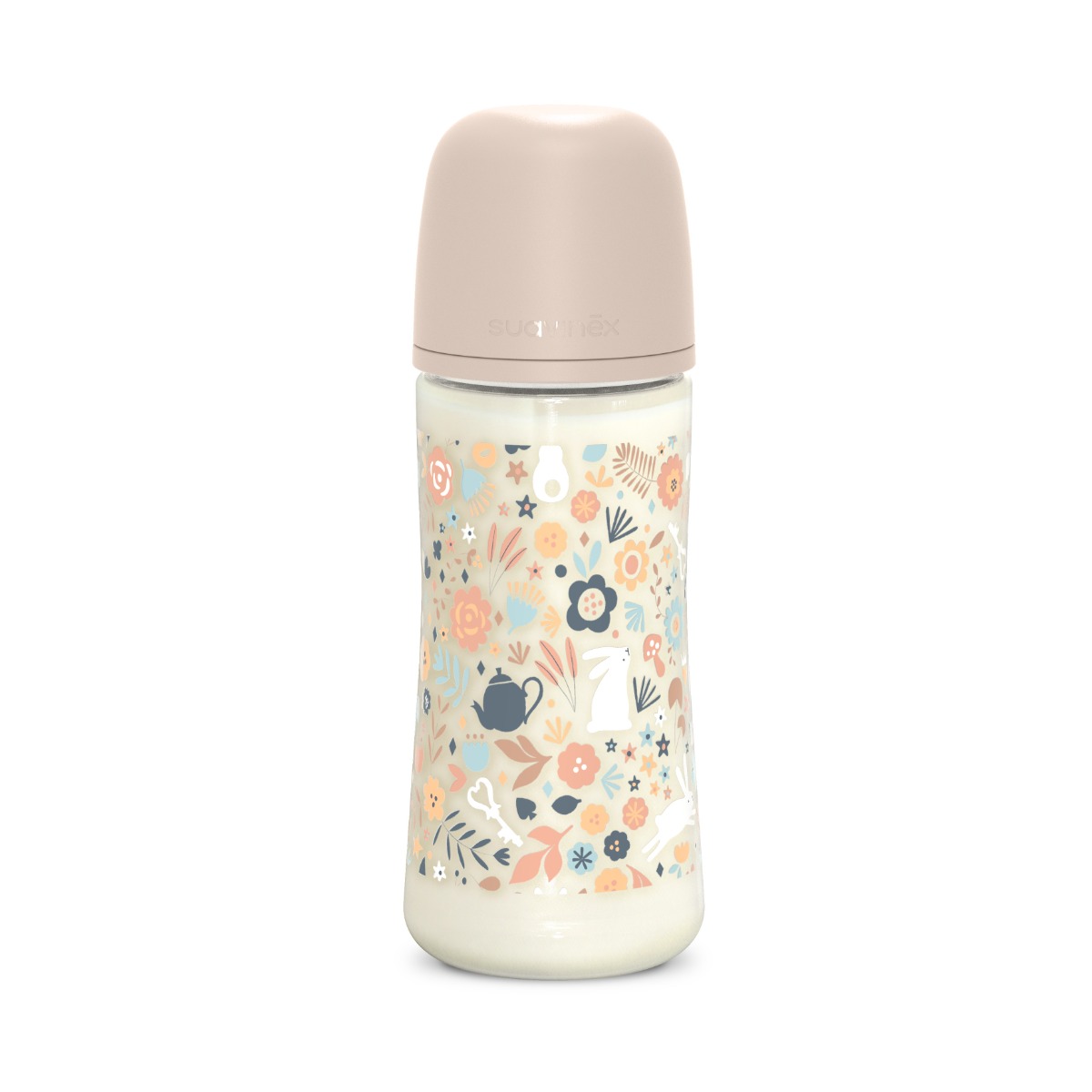 Suavinex Wonderland Kojenecká láhev průtok L 6m+ 360 ml 1 ks liberty růžová Suavinex