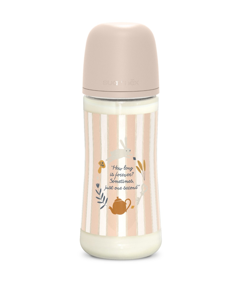 Suavinex Wonderland Kojenecká láhev průtok L 6m+ 360 ml 1 ks růžová Suavinex