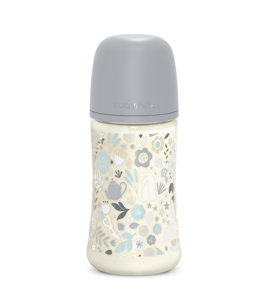 Suavinex Wonderland Kojenecká láhev průtok M 3m+ 270 ml 1 ks liberty modrá Suavinex
