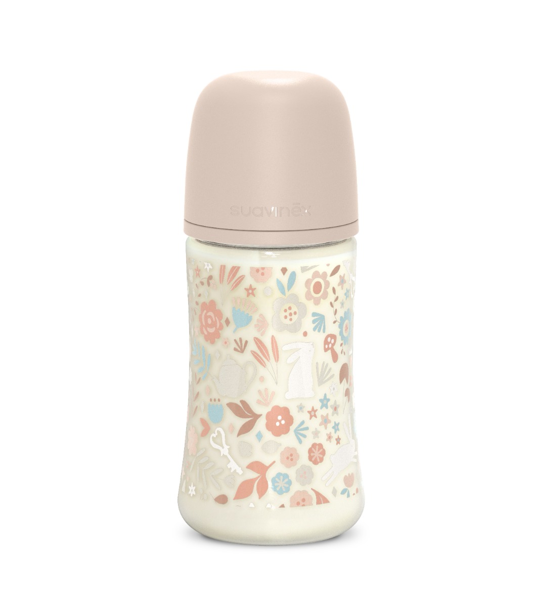 Suavinex Wonderland Kojenecká láhev průtok M 3m+ 270 ml 1 ks liberty růžová Suavinex