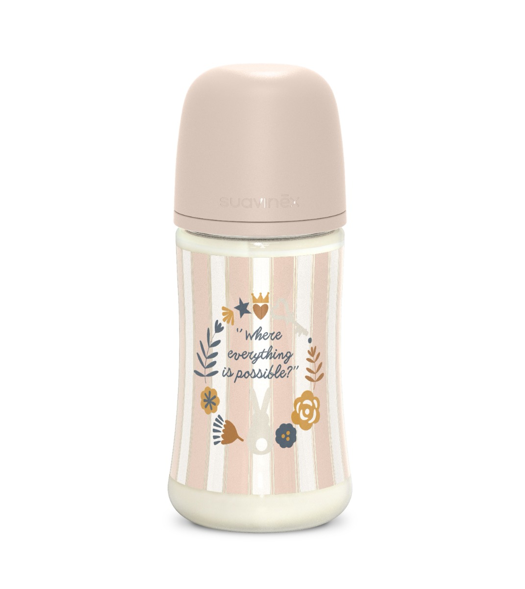Suavinex Wonderland Kojenecká láhev průtok M 3m+ 270 ml 1 ks růžová Suavinex