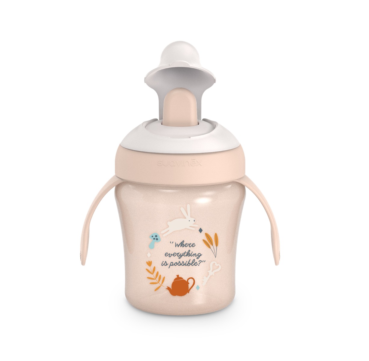 Suavinex Wonderland Nerozlitný hrníček 6m+ 200 ml 1 ks růžový Suavinex