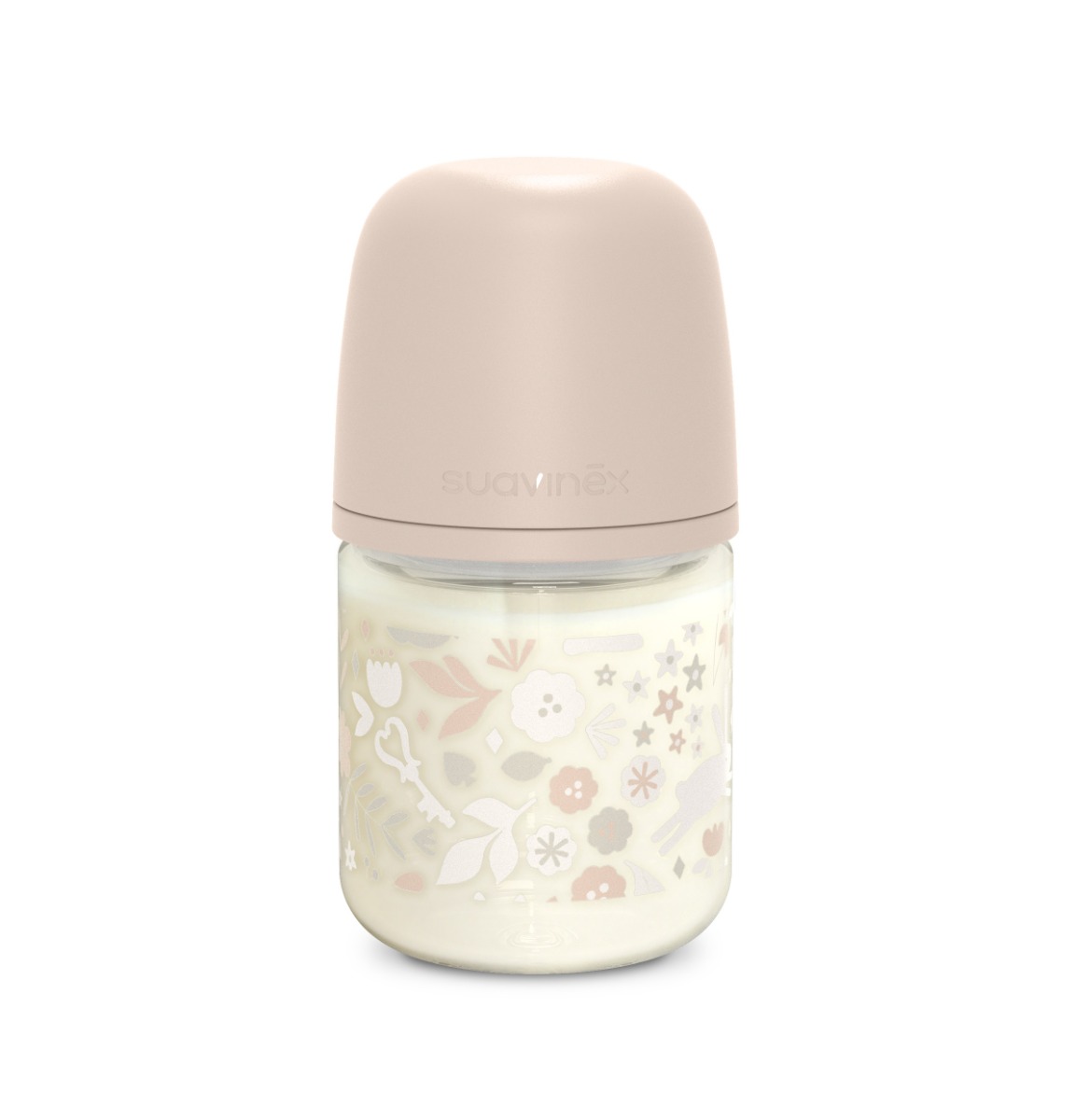 Suavinex Wonderland Skleněná láhev fyziologická SX PRO průtok S 0m+ 120 ml 1 ks liberty růžová Suavinex