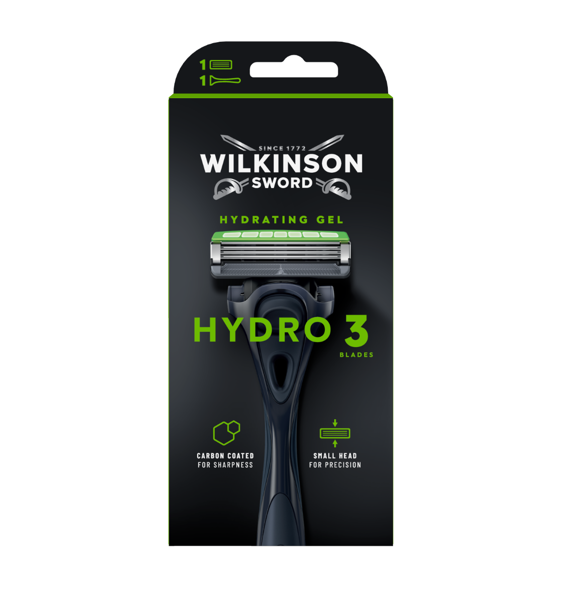 Wilkinson Hydro 3 Black Edition holicí strojek + 1 náhradní hlavice Wilkinson